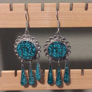 Mexican Turquoise Sun Earrings 925 sterling silver